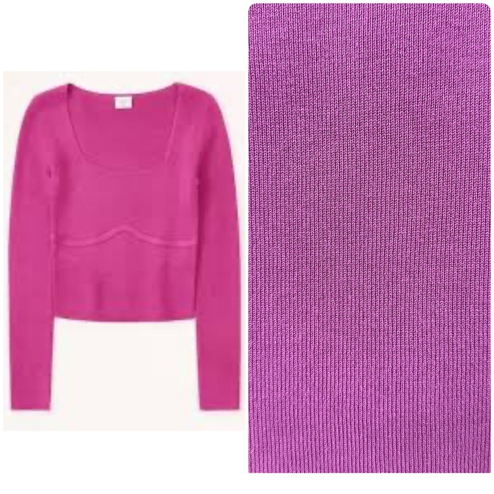 🏷️ PINK ROSE Tight Knit Corset Style Scoop Neck Fitted Top LARGE Pink EUC!